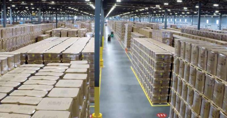 ac units in warehouse with forklifts